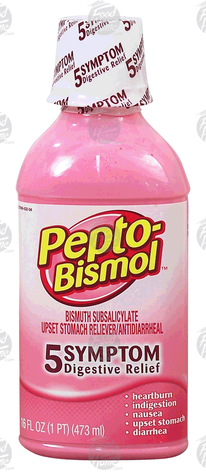 Pepto-bismol  protective coating action relief of stomach indigestion liquid Full-Size Picture